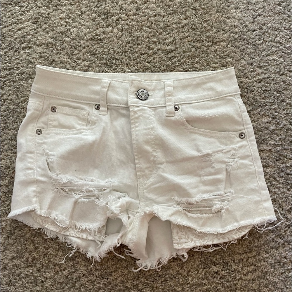 American eagle white denim shorts